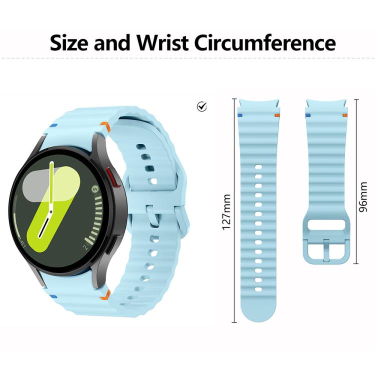 سوار ساعة سيليكون بتطريز متموج مع فيلم منحني ثلاثي الأبعاد، لساعات Samsung Galaxy Watch4 Classic 46mm، Samsung Galaxy Watch4 Classic 42mm، Samsung Galaxy Watch5 Active 40mm، Samsung Galaxy Watch5 Active 44mm