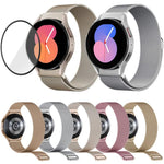 Milanese Magnetic Stainless Steel Watch Band with 3D Curved Film, For Samsung Galaxy Watch6 Classic 43mm, For Samsung Galaxy Watch5 44mm, For Samsung Galaxy Watch5 Pro 45mm, For Samsung Galaxy Watch5 40mm, For Samsung Galaxy Watch4 44mm                ...