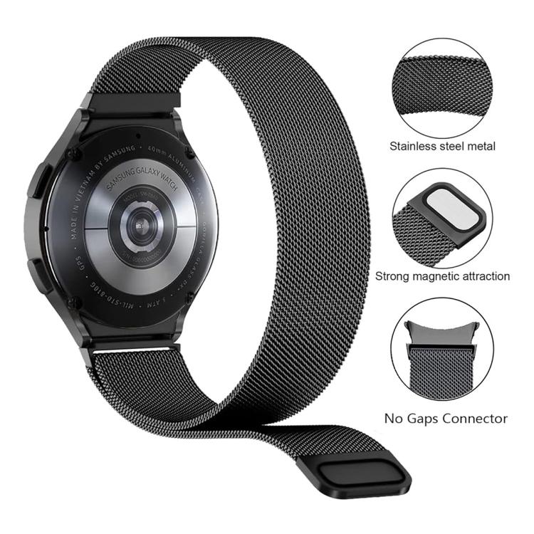 Milanese Magnetic Stainless Steel Watch Band with 3D Curved Film, For Samsung Galaxy Watch6 Classic 43mm, For Samsung Galaxy Watch5 44mm, For Samsung Galaxy Watch5 Pro 45mm, For Samsung Galaxy Watch5 40mm, For Samsung Galaxy Watch4 44mm                ...