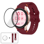 سوار ساعة سيليكون بخياطة عادية مع فيلم منحني ثلاثي الأبعاد، لساعات Samsung Galaxy Watch FE مقاس 40مم، وSamsung Galaxy Watch7 مقاس 44مم، وSamsung Galaxy Watch7 مقاس 40مم، وSamsung Galaxy Watch6 Classic مقاس 47مم