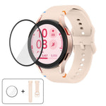 سوار ساعة سيليكون بخياطة عادية مع فيلم منحني ثلاثي الأبعاد، لساعات Samsung Galaxy Watch FE مقاس 40مم، وSamsung Galaxy Watch7 مقاس 44مم، وSamsung Galaxy Watch7 مقاس 40مم، وSamsung Galaxy Watch6 Classic مقاس 47مم