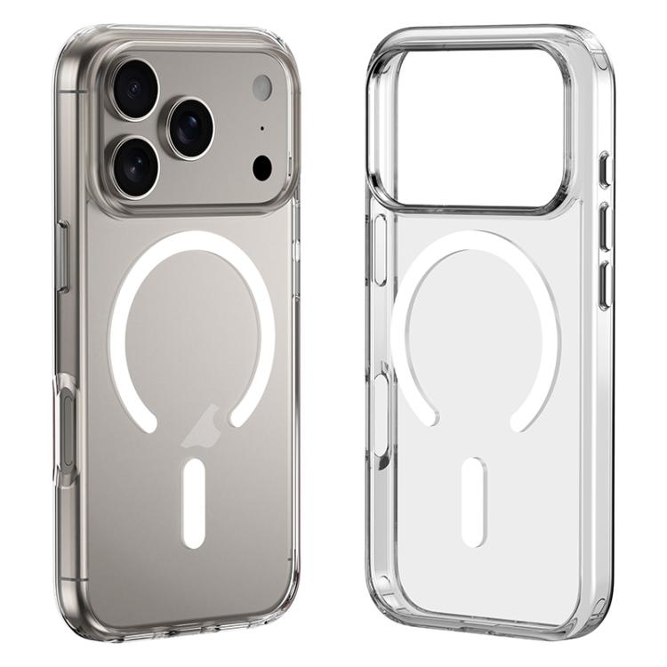 غطاء هاتف هجين شفاف من PC وTPU مع أزرار معدنية MagSafe من ZGA، لهواتف iPhone 17 Pro Max، iPhone 17 Pro، iPhone 17