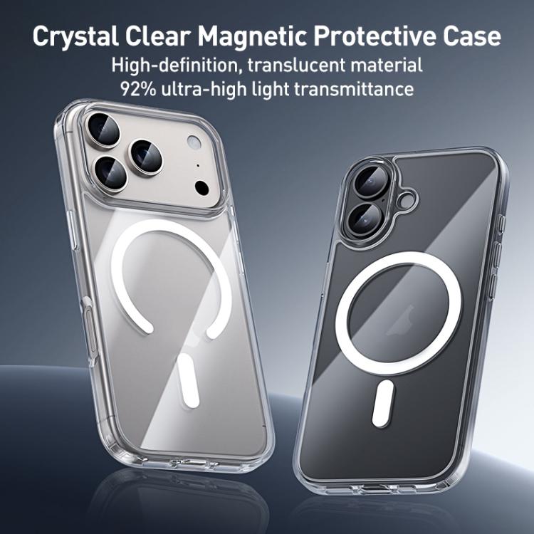 غطاء هاتف هجين شفاف من PC وTPU مع أزرار معدنية MagSafe من ZGA، لهواتف iPhone 17 Pro Max، iPhone 17 Pro، iPhone 17