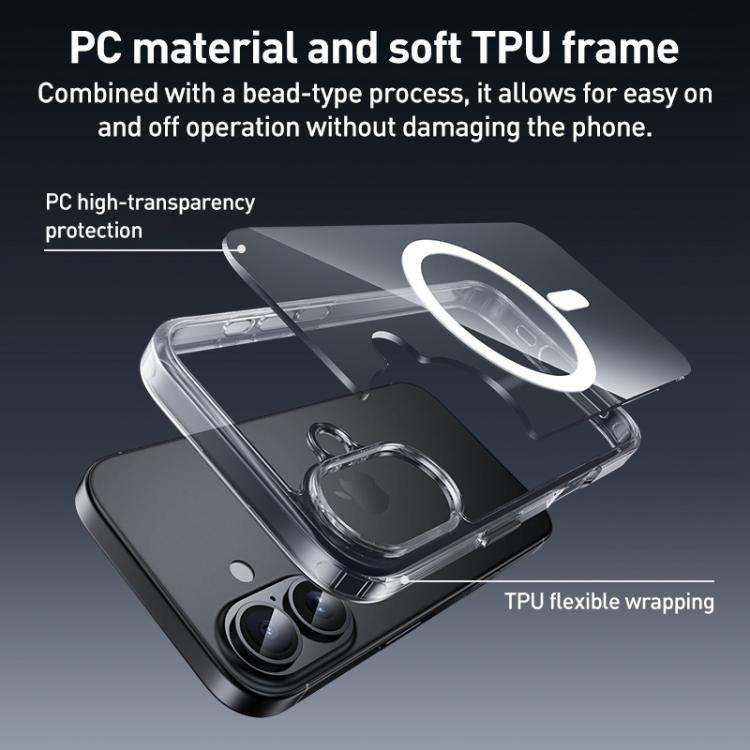 غطاء هاتف هجين شفاف من PC وTPU مع أزرار معدنية MagSafe من ZGA، لهواتف iPhone 17 Pro Max، iPhone 17 Pro، iPhone 17