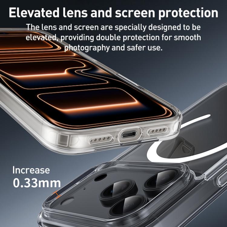 غطاء هاتف هجين شفاف من PC وTPU مع أزرار معدنية MagSafe من ZGA، لهواتف iPhone 17 Pro Max، iPhone 17 Pro، iPhone 17