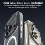 غطاء هاتف هجين شفاف من PC وTPU مع أزرار معدنية MagSafe من ZGA، لهواتف iPhone 17 Pro Max، iPhone 17 Pro، iPhone 17