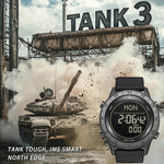 ساعة رياضية مقاومة للماء للرجال من NORTH EDGE TANK 3 تدعم عداد الخطى والبوصلة للخارجية