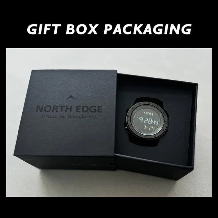 ساعة رياضية مقاومة للماء للرجال من NORTH EDGE TANK 3 تدعم عداد الخطى والبوصلة للخارجية