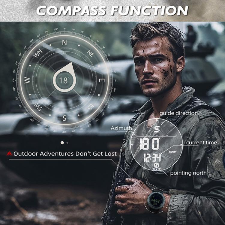 ساعة رياضية مقاومة للماء للرجال من NORTH EDGE TANK 3 تدعم عداد الخطى والبوصلة للخارجية