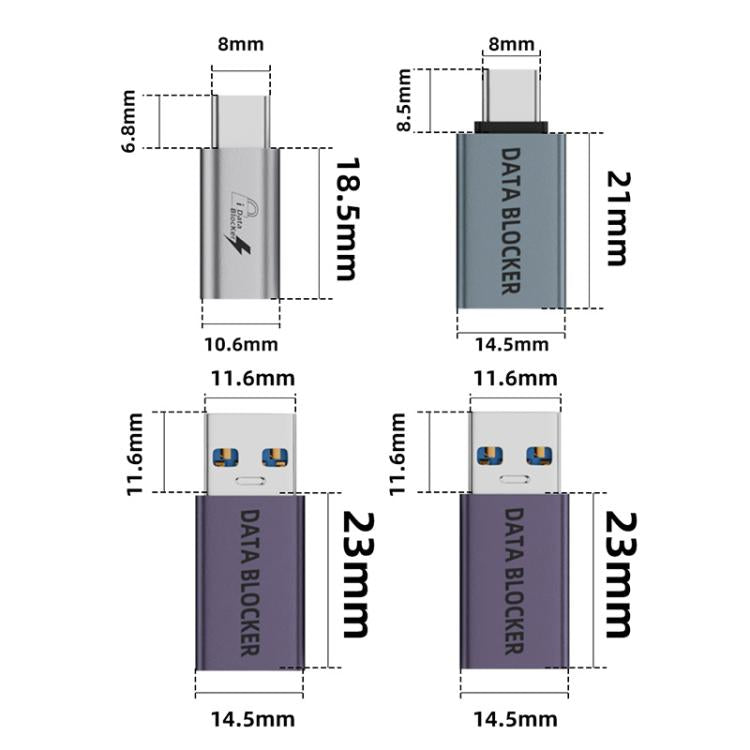 USB Charging Data Protection Blocker, USB-A Female to USB-A Male, Type-C Male to USB-A Female, Type-C Male to Type-C Female, Type-C Male to USB-A Male