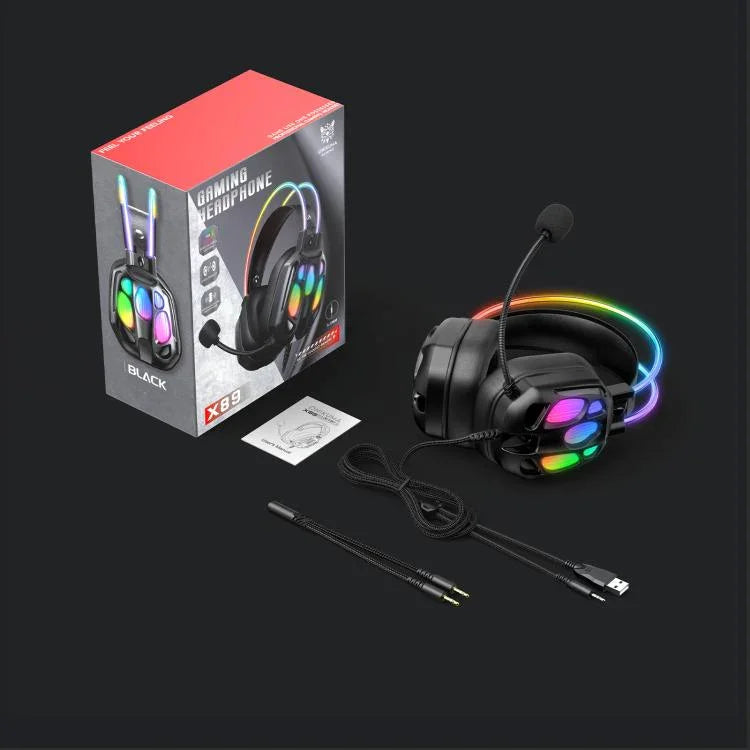 سماعة أذن سلكية ONIKUMA X89 RGB مع ميكروفون، X89