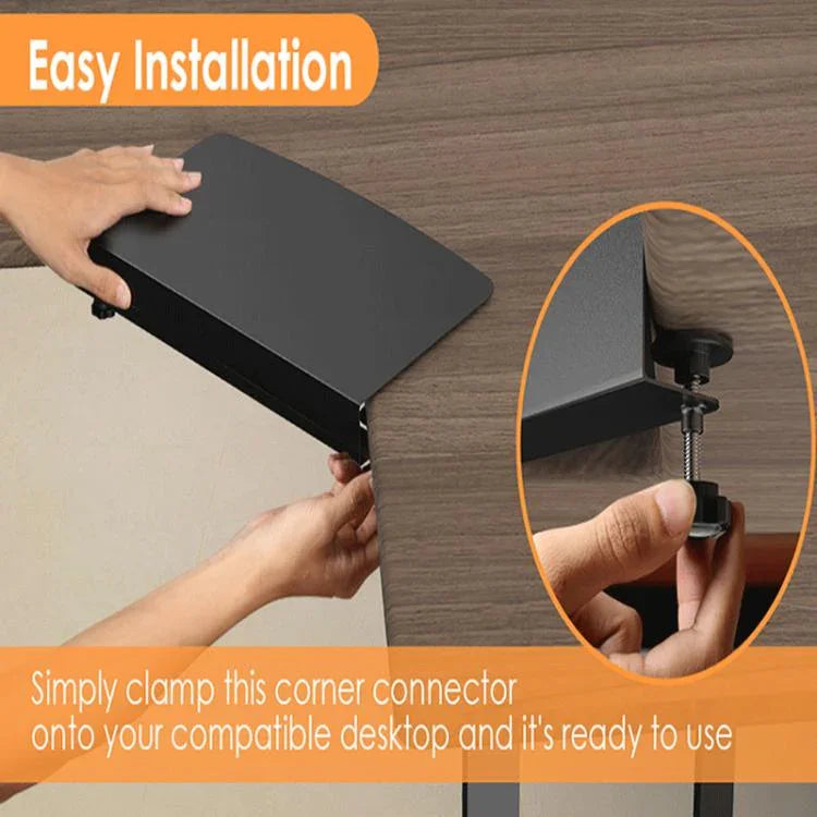 Clip-on Corner Table Panel Connector L-shaped Desk Platform Stainless Steel Extender, FS-25149