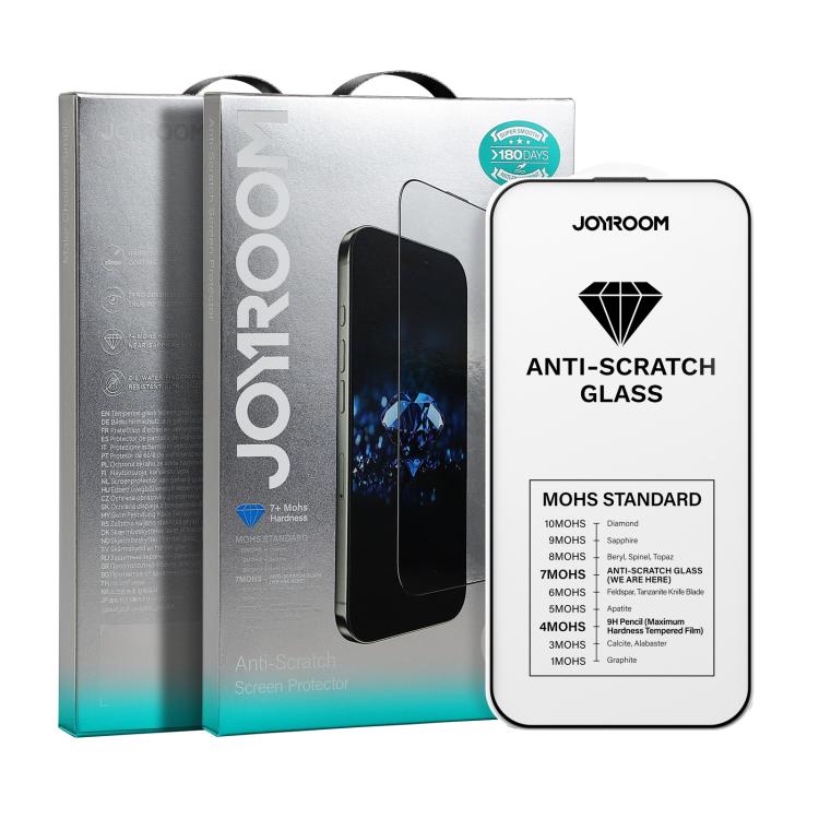 فيلم زجاج مقسى صلب مضاد للخدش بدقة HD بشاشة كاملة 2.5D من سلسلة JOYROOM Knight، لهواتف iPhone 17 Pro Max، iPhone 17 Pro، iPhone 17، iPhone Air، iPhone 16 Pro Max، iPhone 16 Pro، iPhone 16 Plus، iPhone 16