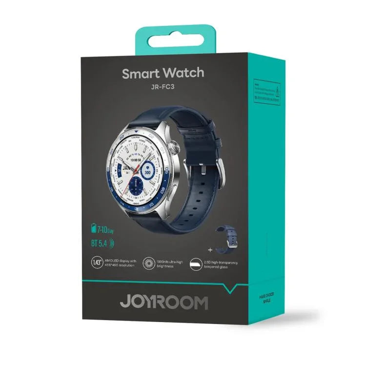 ساعة ذكية JOYROOM كلاسيك سيريز JR-FC3 تدعم مكالمات بلوتوث ومراقبة معدل ضربات القلب
