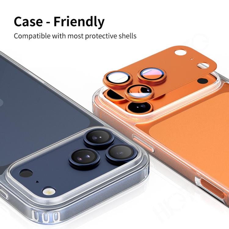 فيلم حلقة عدسة كاميرا معدنية مطفية كاملة التغطية من XDcase Armor، لهواتف iPhone 17 Pro Max، iPhone 17 Pro