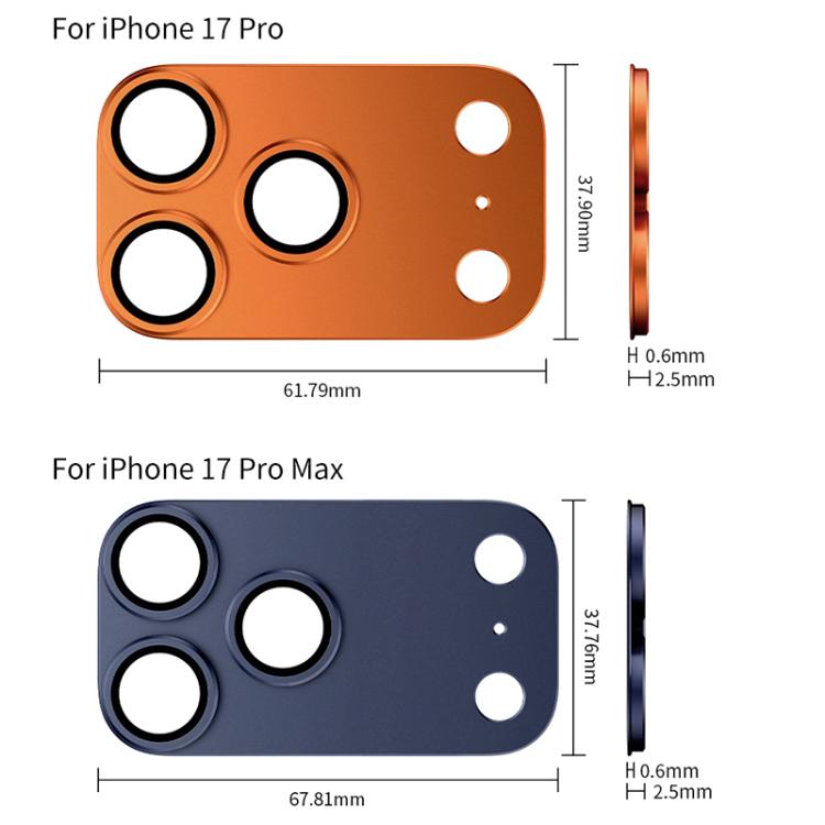 فيلم حلقة عدسة كاميرا معدنية مطفية كاملة التغطية من XDcase Armor، لهواتف iPhone 17 Pro Max، iPhone 17 Pro