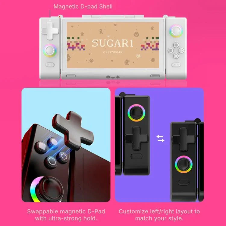 جهاز ألعاب محمول بشاشتين Sugar 1 من ONE-NETBOOK، أندرويد 14، سناب دراجون G3 الجيل الثالث، 16 جيجابايت + 512 جيجابايت
