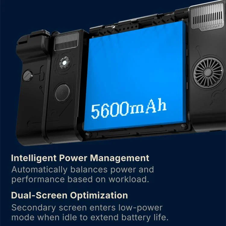 جهاز ألعاب محمول بشاشتين Sugar 1 من ONE-NETBOOK، أندرويد 14، سناب دراجون G3 الجيل الثالث، 16 جيجابايت + 512 جيجابايت