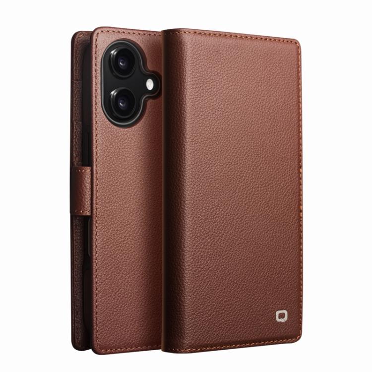غطاء هاتف من الجلد الطبيعي الأصلي الكلاسيكي الثالث من QIALINO، لهواتف iPhone 17 Pro Max و iPhone 17 Pro و iPhone 17 و iPhone Air