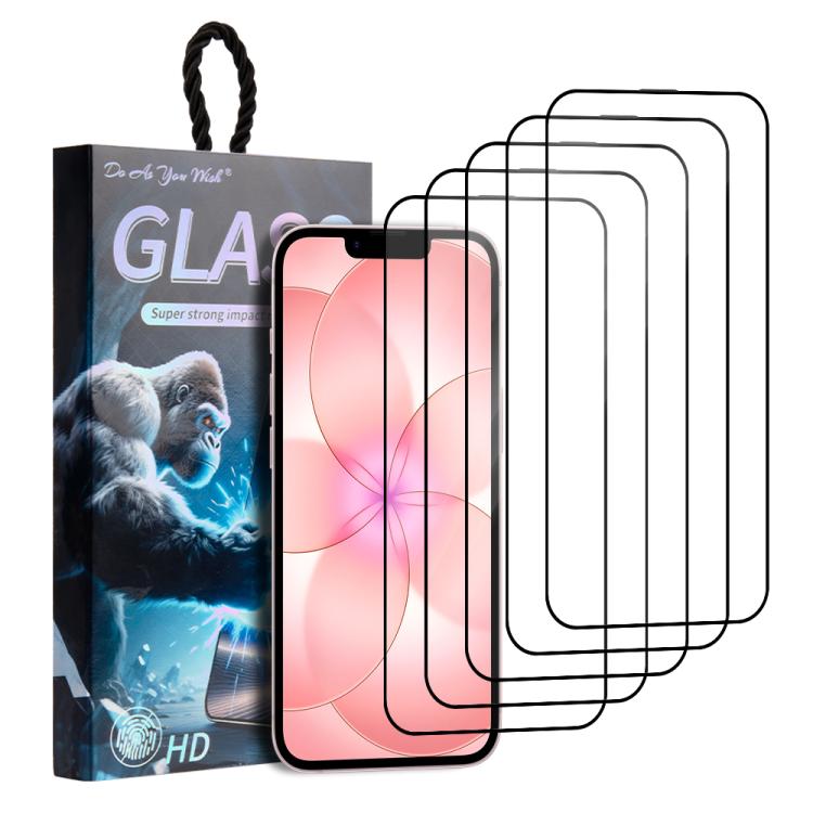 5pcs / Pack Do As You Wish Silk Screen Printed HD Tempered Glass Film, For iPhone 17e / 16e, For iPhone 17 Pro Max, For iPhone 17 Pro, For iPhone 17, For iPhone Air, For iPhone 16 Pro Max, For iPhone 16 Pro, For iPhone 16 Plus, For iPhone 16           ...