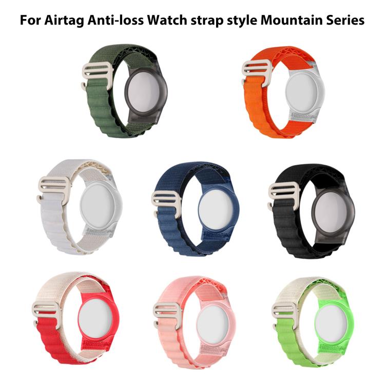 غطاء واقٍ لتعقب AirTag الجيل الثاني / AirTag الجيل الأول على شكل حزام حلقة نايلون مع إبزيم فضي xDfind لمنع الضياع