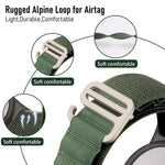 غطاء واقٍ لتعقب AirTag الجيل الثاني / AirTag الجيل الأول على شكل حزام حلقة نايلون مع إبزيم فضي xDfind لمنع الضياع