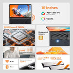 حاسوب محمول GXMO T160 16 بوصة، ويندوز 11، 16GB+512GB، معالج AMD Ryzen 5 7430U سداسي النواة، قابس الاتحاد الأوروبي، قابس الولايات المتحدة، قابس المملكة المتحدة، قابس أستراليا