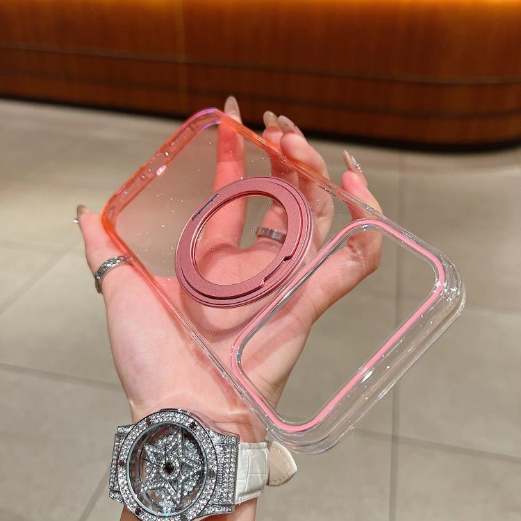 غطاء هاتف شفاف مع حامل دوار 360 درجة متدرج اللون ومغناطيس MagSafe، لهواتف iPhone 17 Pro Max و iPhone 17 Pro و iPhone 17 و iPhone Air و iPhone 16 Pro Max و iPhone 16 Pro و iPhone 16 Plus و iPhone 16