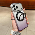 غطاء هاتف شفاف مع حامل دوار 360 درجة متدرج اللون ومغناطيس MagSafe، لهواتف iPhone 17 Pro Max و iPhone 17 Pro و iPhone 17 و iPhone Air و iPhone 16 Pro Max و iPhone 16 Pro و iPhone 16 Plus و iPhone 16