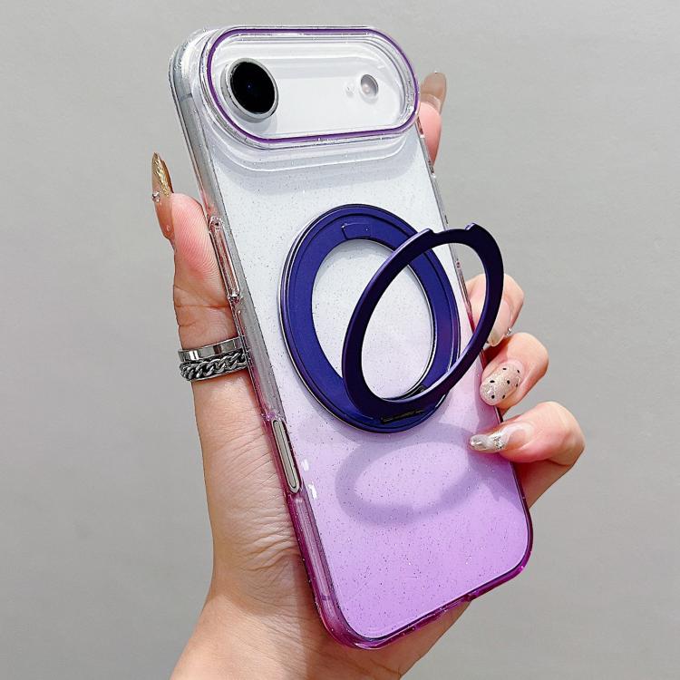 غطاء هاتف شفاف مع حامل دوار 360 درجة متدرج اللون ومغناطيس MagSafe، لهواتف iPhone 17 Pro Max و iPhone 17 Pro و iPhone 17 و iPhone Air و iPhone 16 Pro Max و iPhone 16 Pro و iPhone 16 Plus و iPhone 16