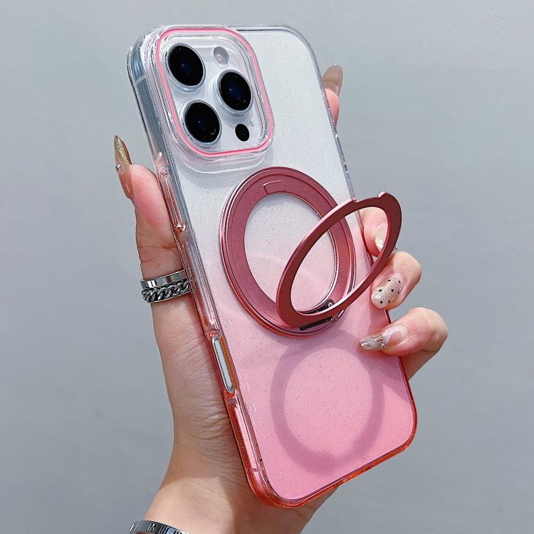 غطاء هاتف شفاف مع حامل دوار 360 درجة متدرج اللون ومغناطيس MagSafe، لهواتف iPhone 17 Pro Max و iPhone 17 Pro و iPhone 17 و iPhone Air و iPhone 16 Pro Max و iPhone 16 Pro و iPhone 16 Plus و iPhone 16