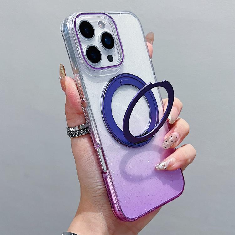 غطاء هاتف شفاف مع حامل دوار 360 درجة متدرج اللون ومغناطيس MagSafe، لهواتف iPhone 17 Pro Max و iPhone 17 Pro و iPhone 17 و iPhone Air و iPhone 16 Pro Max و iPhone 16 Pro و iPhone 16 Plus و iPhone 16