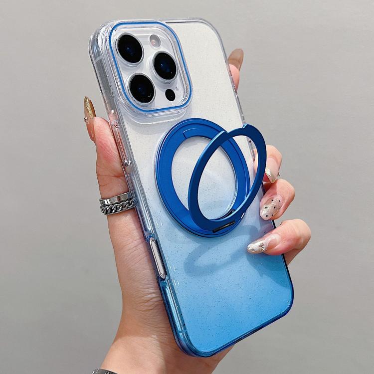 غطاء هاتف شفاف مع حامل دوار 360 درجة متدرج اللون ومغناطيس MagSafe، لهواتف iPhone 17 Pro Max و iPhone 17 Pro و iPhone 17 و iPhone Air و iPhone 16 Pro Max و iPhone 16 Pro و iPhone 16 Plus و iPhone 16