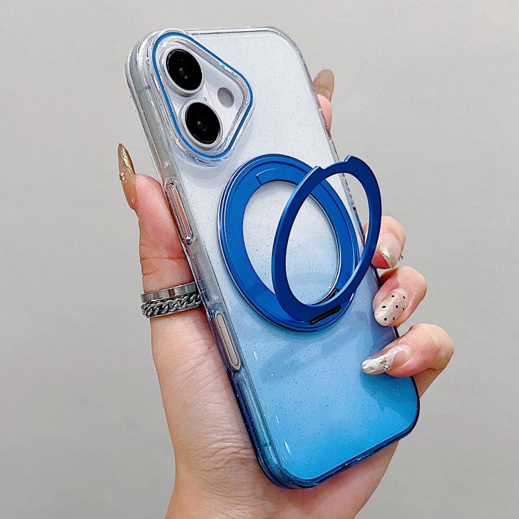 غطاء هاتف شفاف مع حامل دوار 360 درجة متدرج اللون ومغناطيس MagSafe، لهواتف iPhone 17 Pro Max و iPhone 17 Pro و iPhone 17 و iPhone Air و iPhone 16 Pro Max و iPhone 16 Pro و iPhone 16 Plus و iPhone 16