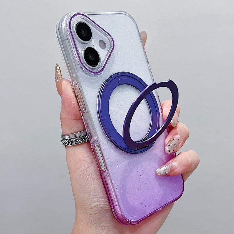 غطاء هاتف شفاف مع حامل دوار 360 درجة متدرج اللون ومغناطيس MagSafe، لهواتف iPhone 17 Pro Max و iPhone 17 Pro و iPhone 17 و iPhone Air و iPhone 16 Pro Max و iPhone 16 Pro و iPhone 16 Plus و iPhone 16