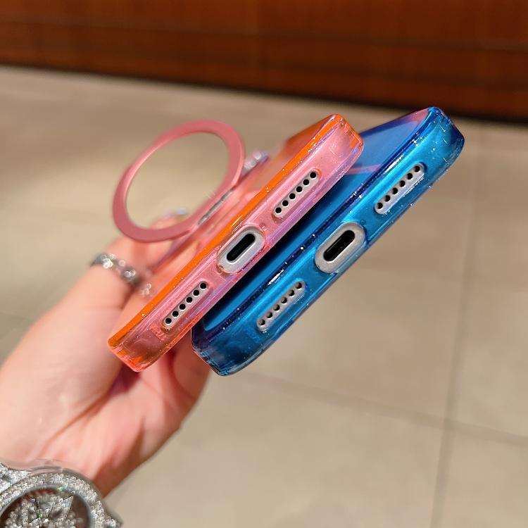 غطاء هاتف شفاف مع حامل دوار 360 درجة متدرج اللون ومغناطيس MagSafe، لهواتف iPhone 17 Pro Max و iPhone 17 Pro و iPhone 17 و iPhone Air و iPhone 16 Pro Max و iPhone 16 Pro و iPhone 16 Plus و iPhone 16