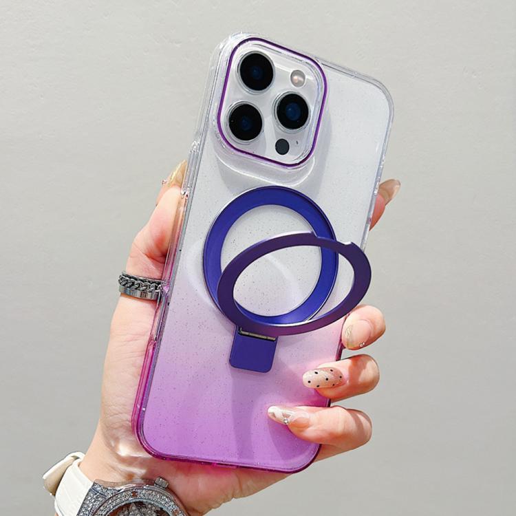 غطاء هاتف شفاف مع حامل حلقة معدنية متدرجة اللون ومغناطيس MagSafe، لهواتف iPhone 17 Pro Max و iPhone 17 Pro و iPhone 17 و iPhone Air و iPhone 16 Pro Max و iPhone 16 Pro و iPhone 16 Plus و iPhone 16