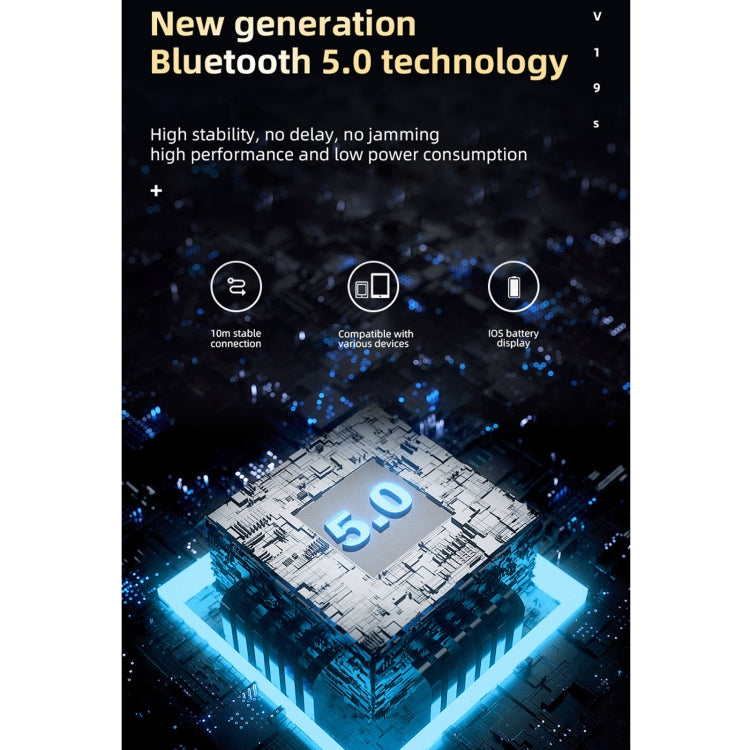 سماعة أذن بلوتوث V19S 5.0 بنمط أعمال مع مستشعر بصمة للمس