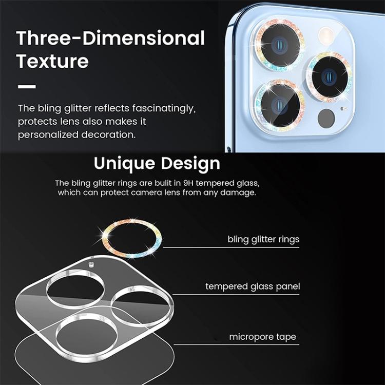 فيلم عدسة كاميرا زجاج مقسى بحلقة لامعة، لهواتف iPhone 17 Pro Max، iPhone 17 Pro