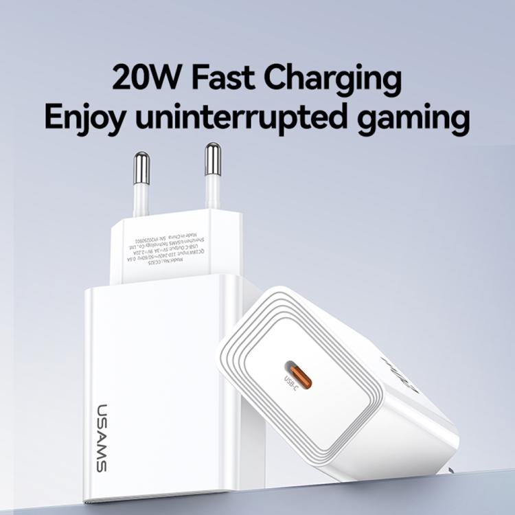 شاحن سريع USB-C / Type-C منفذ واحد USAMS CC325 T69 PD 20 واط، CC325