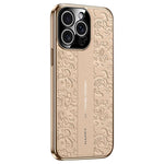 غطاء هاتف من الجلد العادي PC بنقشة تنين السحاب، لهاتف iPhone 14 Pro Max