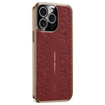 غطاء هاتف من الجلد العادي PC بنقشة تنين السحاب، لهاتف iPhone 14 Pro Max