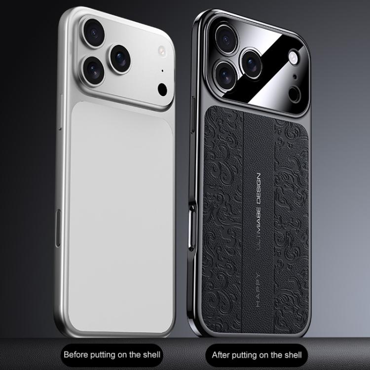 غطاء هاتف من الجلد العادي PC بنقشة تنين السحاب، لهاتف iPhone 14 Pro Max