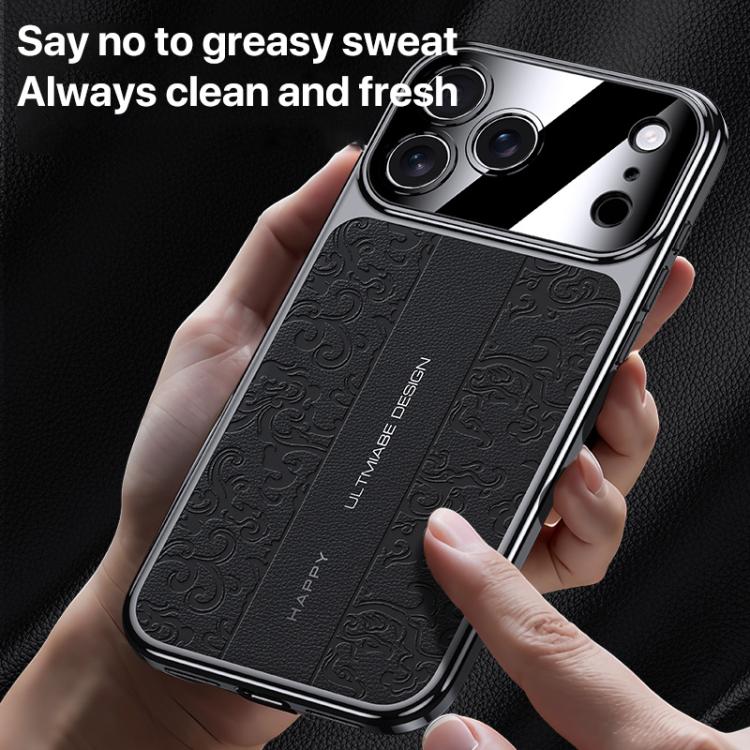 غطاء هاتف من الجلد العادي PC بنقشة تنين السحاب، لهاتف iPhone 14 Pro Max
