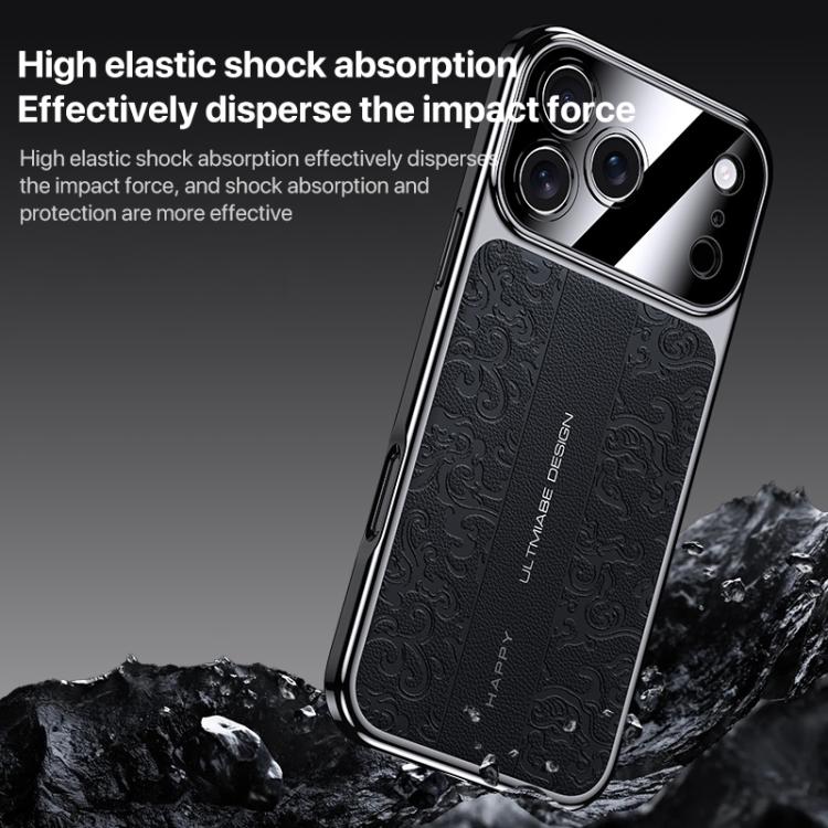 غطاء هاتف من الجلد العادي PC بنقشة تنين السحاب، لهاتف iPhone 14 Pro Max