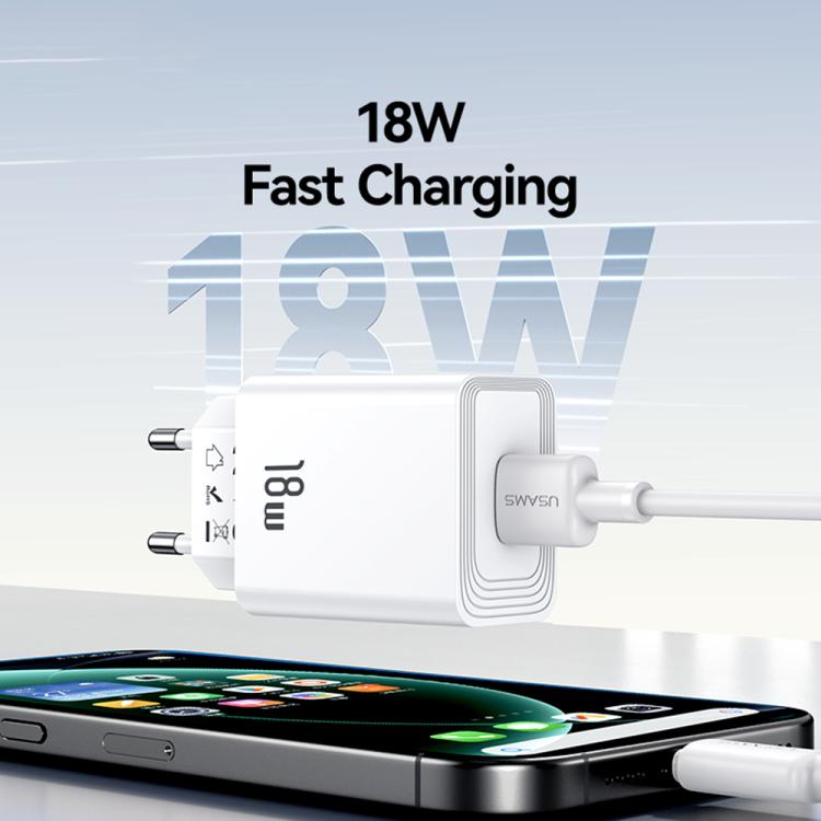 شاحن سريع USB-A منفذ واحد USAMS CC324 T69 QC18W، CC324