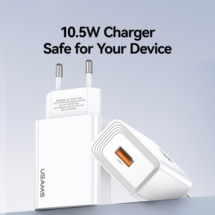 شاحن USB منفذ واحد USAMS CC326 T69 10.5 واط 2.1 أمبير، CC326
