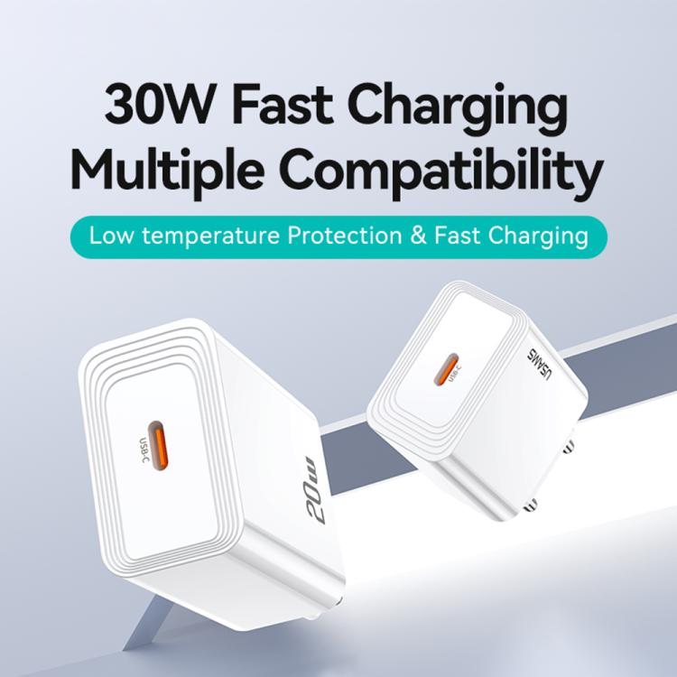 شاحن سريع USB-C / Type-C منفذ واحد USAMS CC329 T69 PD 30 واط، CC329