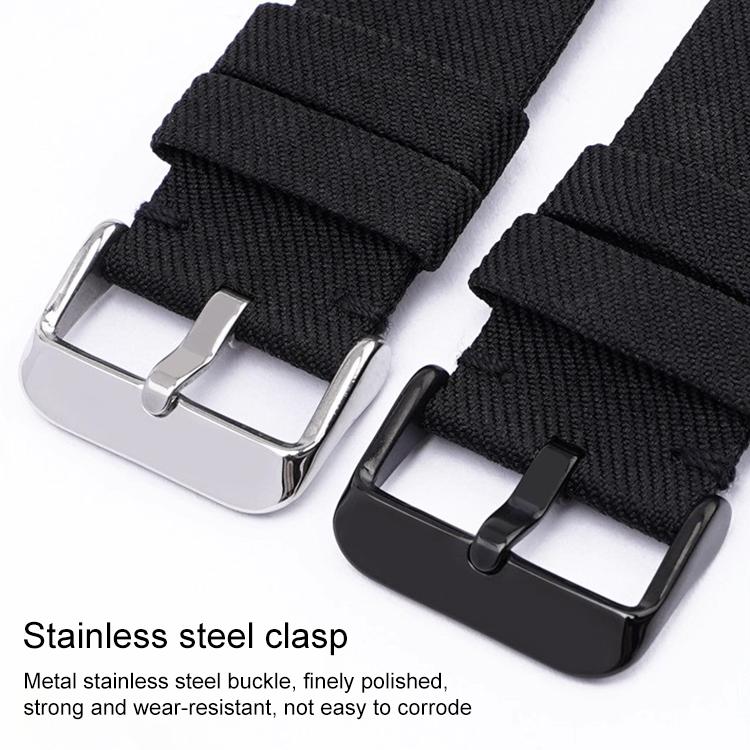 Stainless Steel Pin Buckle Nylon Woven Canvas Watch Band, 12mm, 14mm