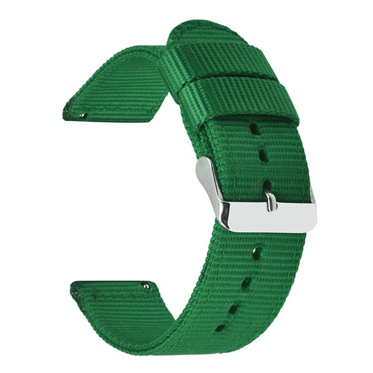 Stainless Steel Pin Buckle Solid Color Nylon Canvas Watch Band, 24mm